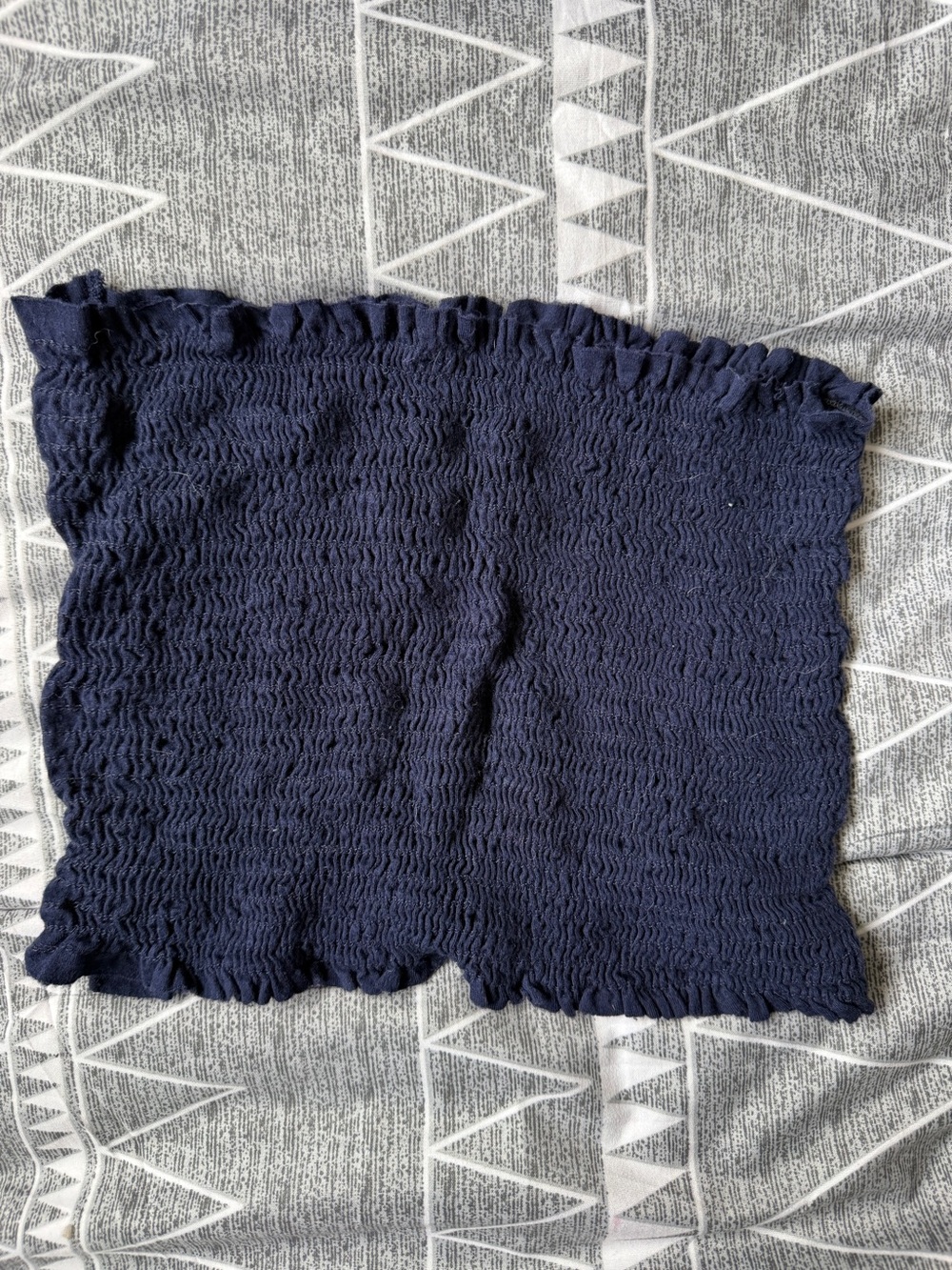 Tres Bien Navy Smocked Strapless Top
